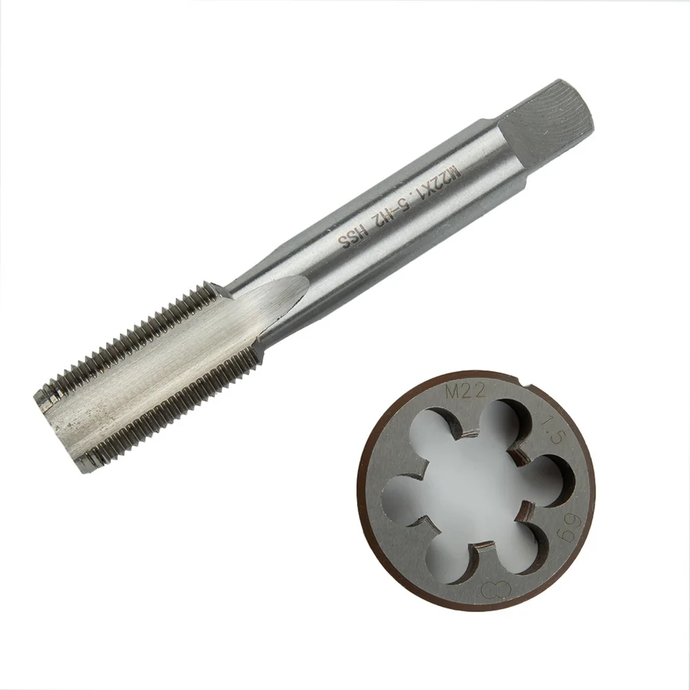 M22 X 1.5mm HSS Tap And Die Set Metric Thread Right Hand High Steel Screw Cutting Tool For Metalworking Threading Repair