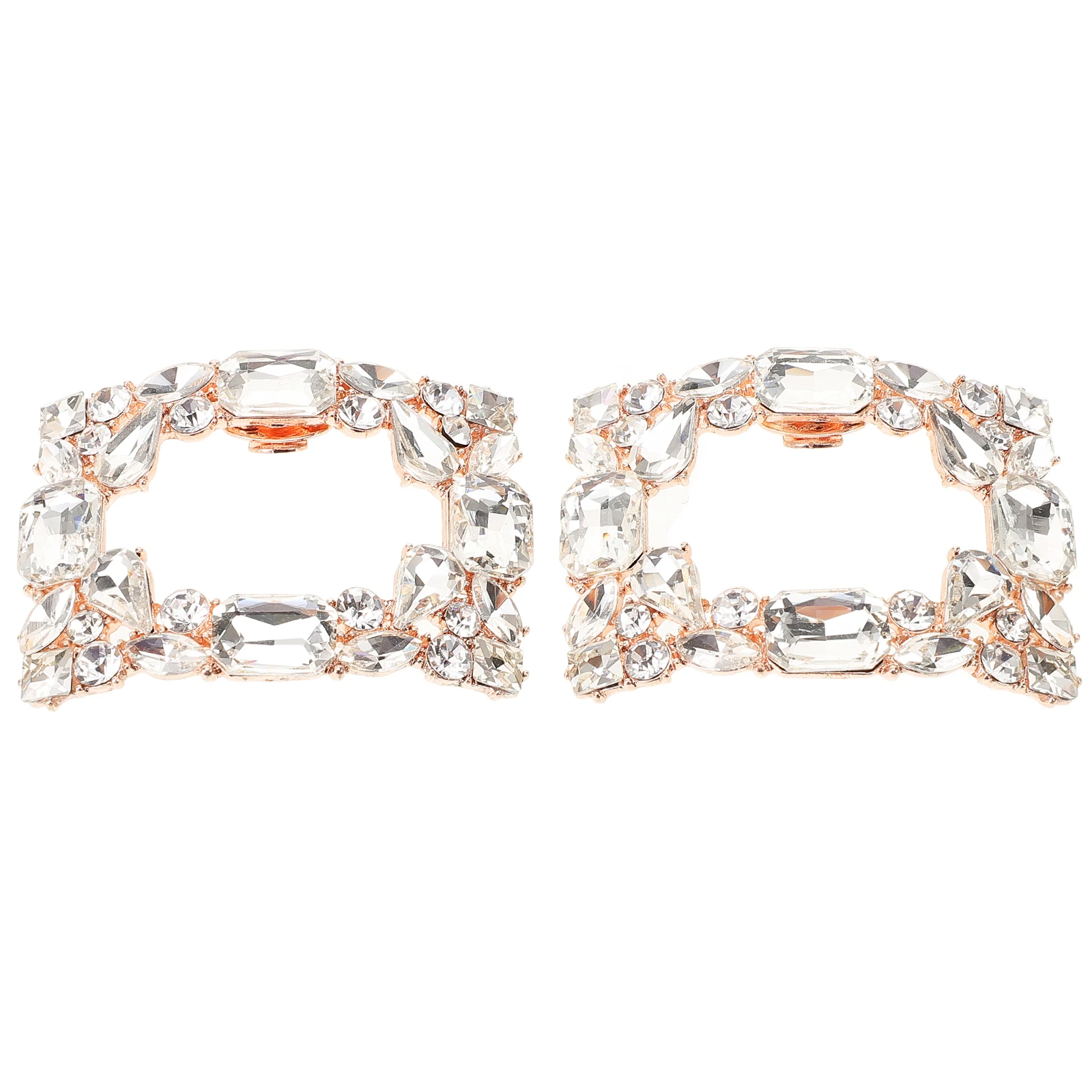 

2pcs Rhinestone Shoe Clips Bridal Charm Decorative High Heel Buckle Rose Crystal Wedding Accessories