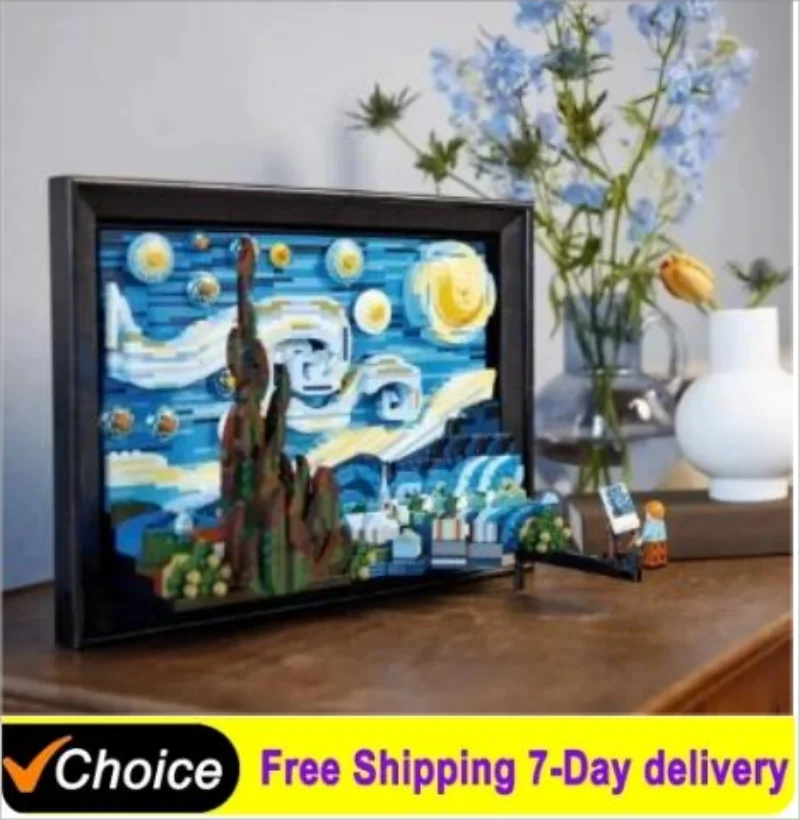 Starry Sky Night Building Blocks 21333 Famous Painting Moon Night Bricks Home Decoration Assembling Toys Kids Gift