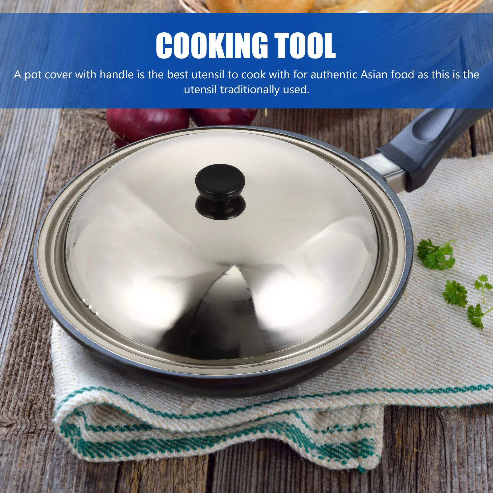 

33.2cm Stainless Steel Pot Lid Premium Non Stick Surface Anti Splash Cover for Healthy Cooking Steam Retention Cooking Tool