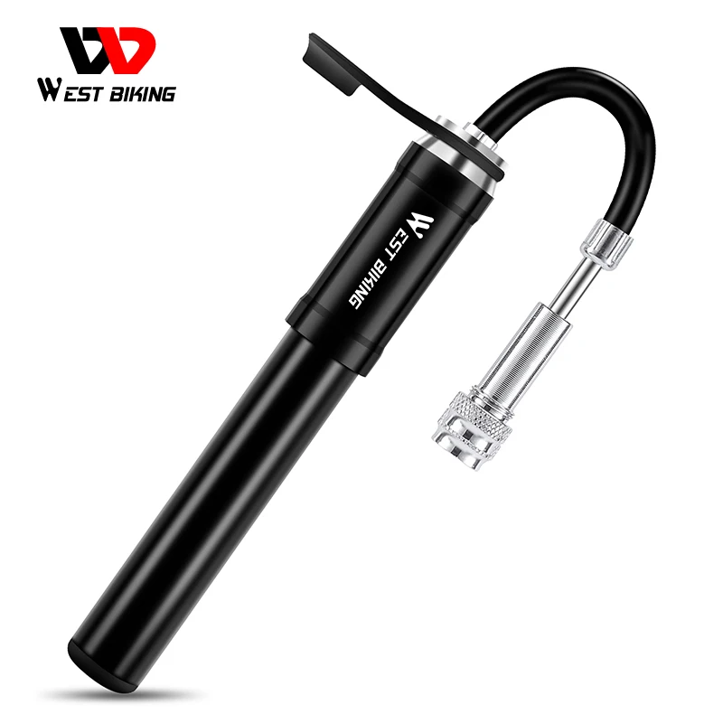 WEST BIKING Portable Bicycle Pump High Pressure With Hose MTB Mountain Road Bike Schrader Presta Valve Alloy Cycling Inflator