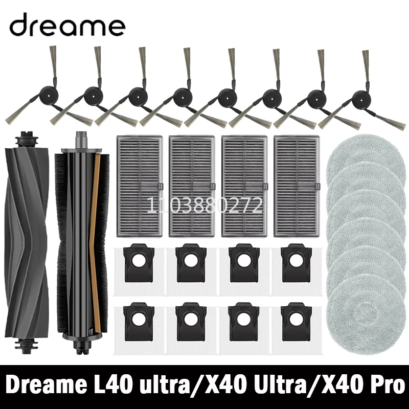 Dreame L40 ultra / X40 Ultra Robot Vacuum Accessories Dust Bags Mop Main Side Brushes Cloths HEPA Filters Spare Parts