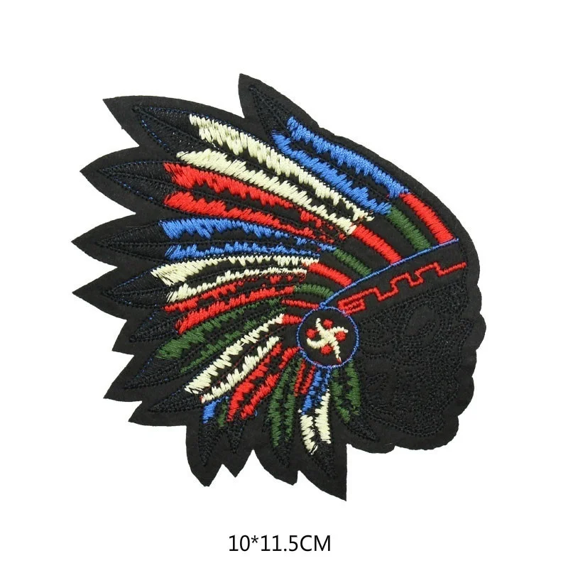 Embroidery PATCH Indian iron on biker motorcycle chest size front hat patches for jacket ron on OR Sew On Backing