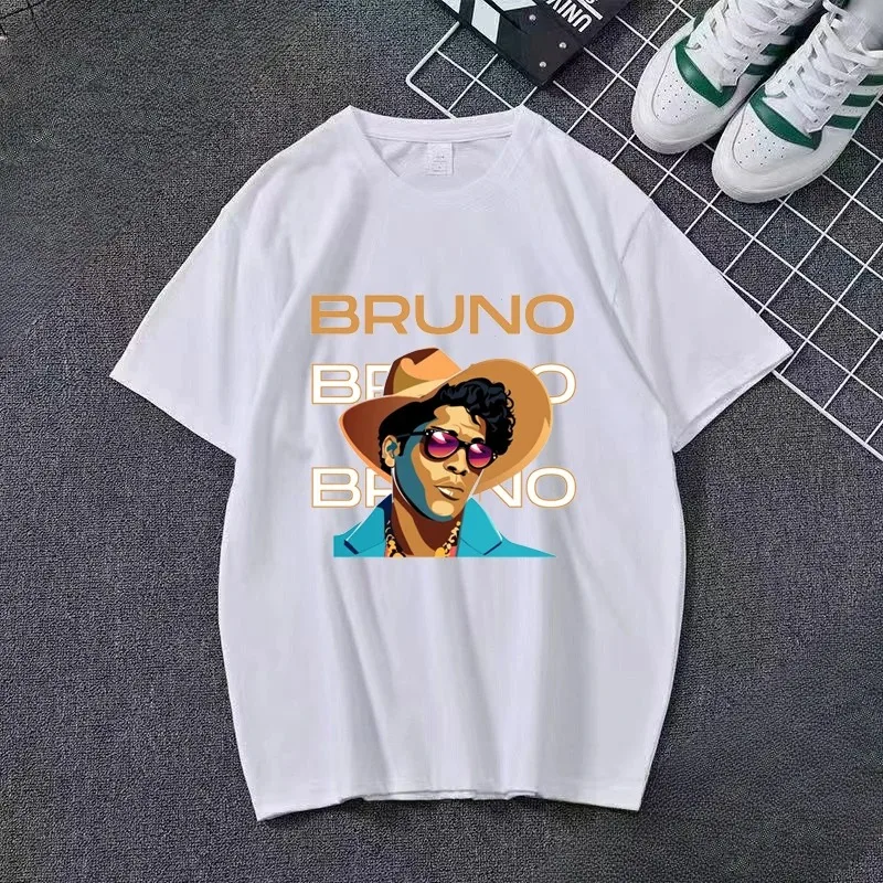 

Bruno Streetwear Mars Short Sleeved Cotton T-shirt Retro Unisex Y2k Harajuku Tops T-shirts for Women Men Graphic Women's