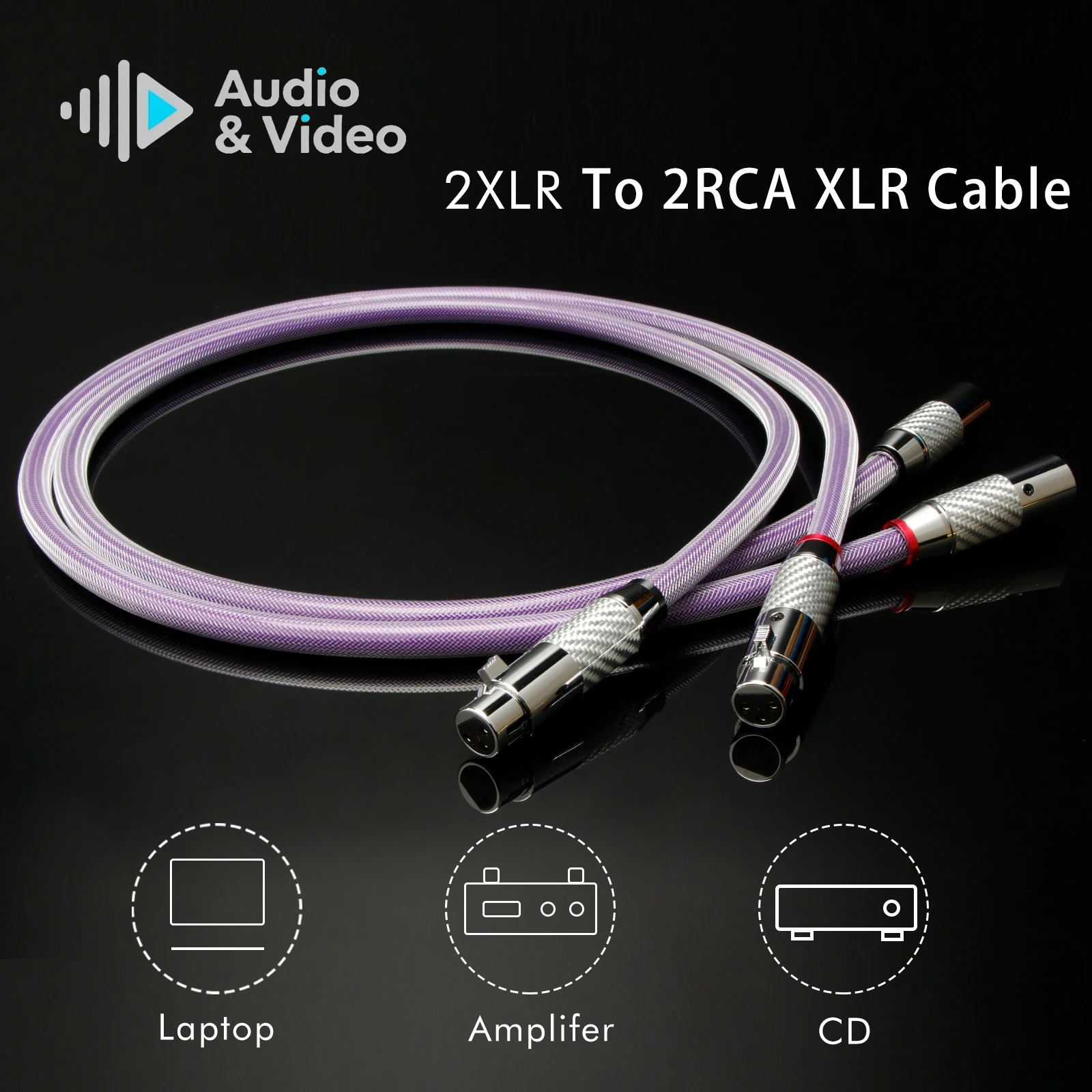 Paar XLR-Kabel, Audiokabel, 7N OCC, versilbert, 18AWG, symmetrisches Kabel für CD- und DVD-Player, Verstärker, Audiophile, symmetrisches Kabel. – Detail 7