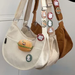 Xiuya, bolsos de hombro de pana Vintage para mujer, bolso cruzado de gran capacidad a la moda de estilo japonés, bolso nuevo para ir al trabajo literario