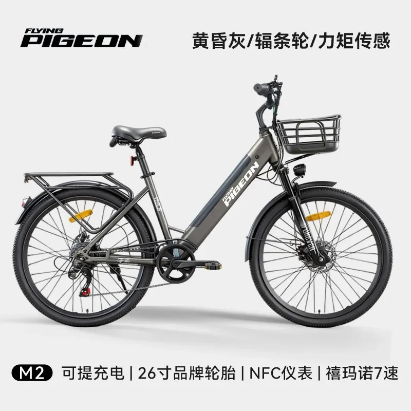 Flying Pigeon Removable Battery Electric Mountain Bike New National Standard Lithium Battery Men Women Commuting E Bike