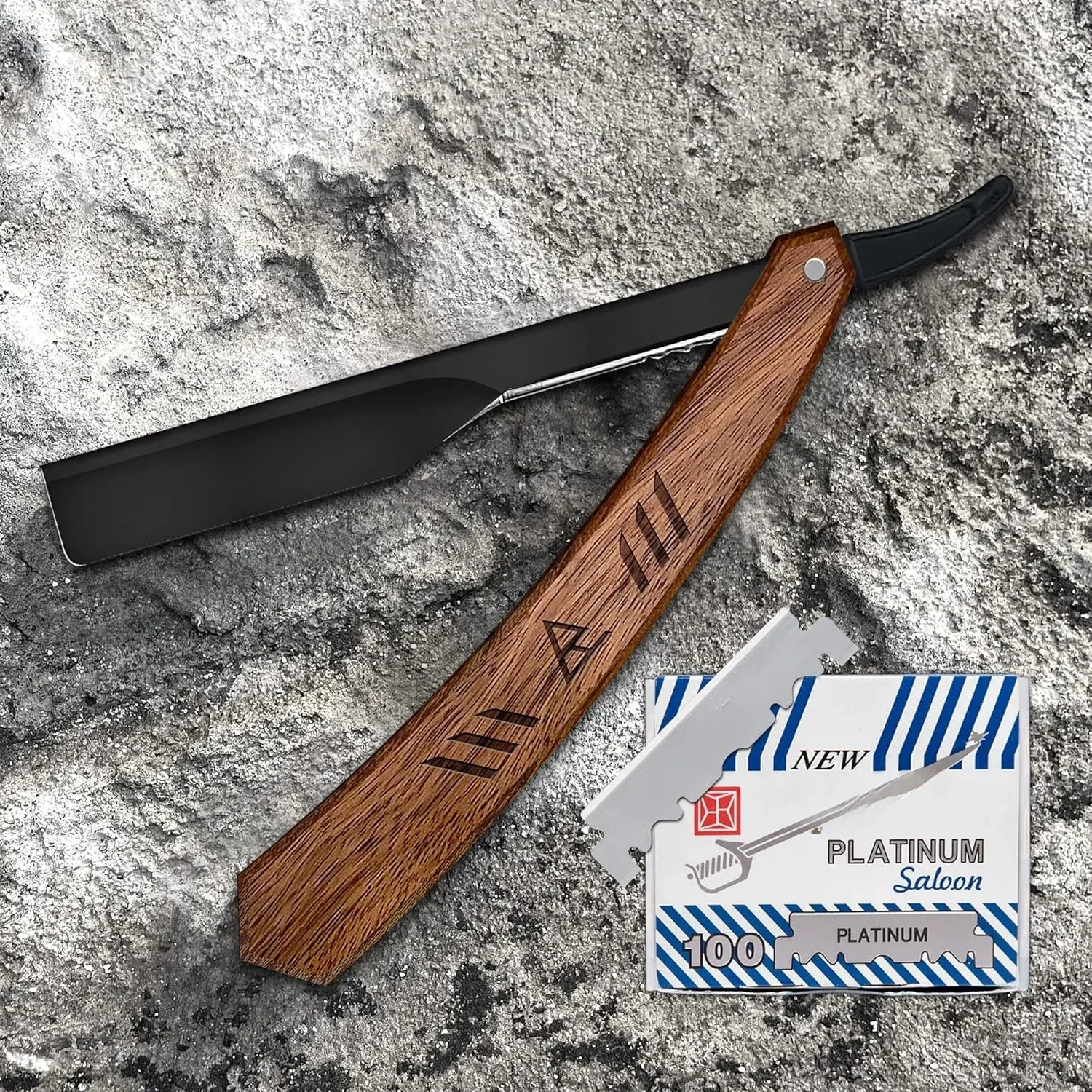 ماكينة حلاقة مستقيمة للرجال، ماكينة حلاقة احترافية مع 100 شفرات ذات حافة واحدة، ماكينة حلاقة ذات حافة مستقيمة للرجال