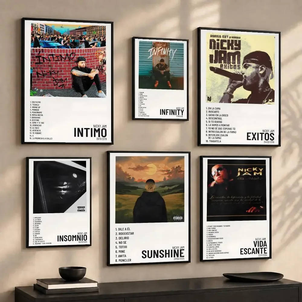 Hot Singer N-Nicky Jam Album Cover Painting Calligraphy Canvas Wall Art Prints for Living Room Bedroom Home Decor Gift