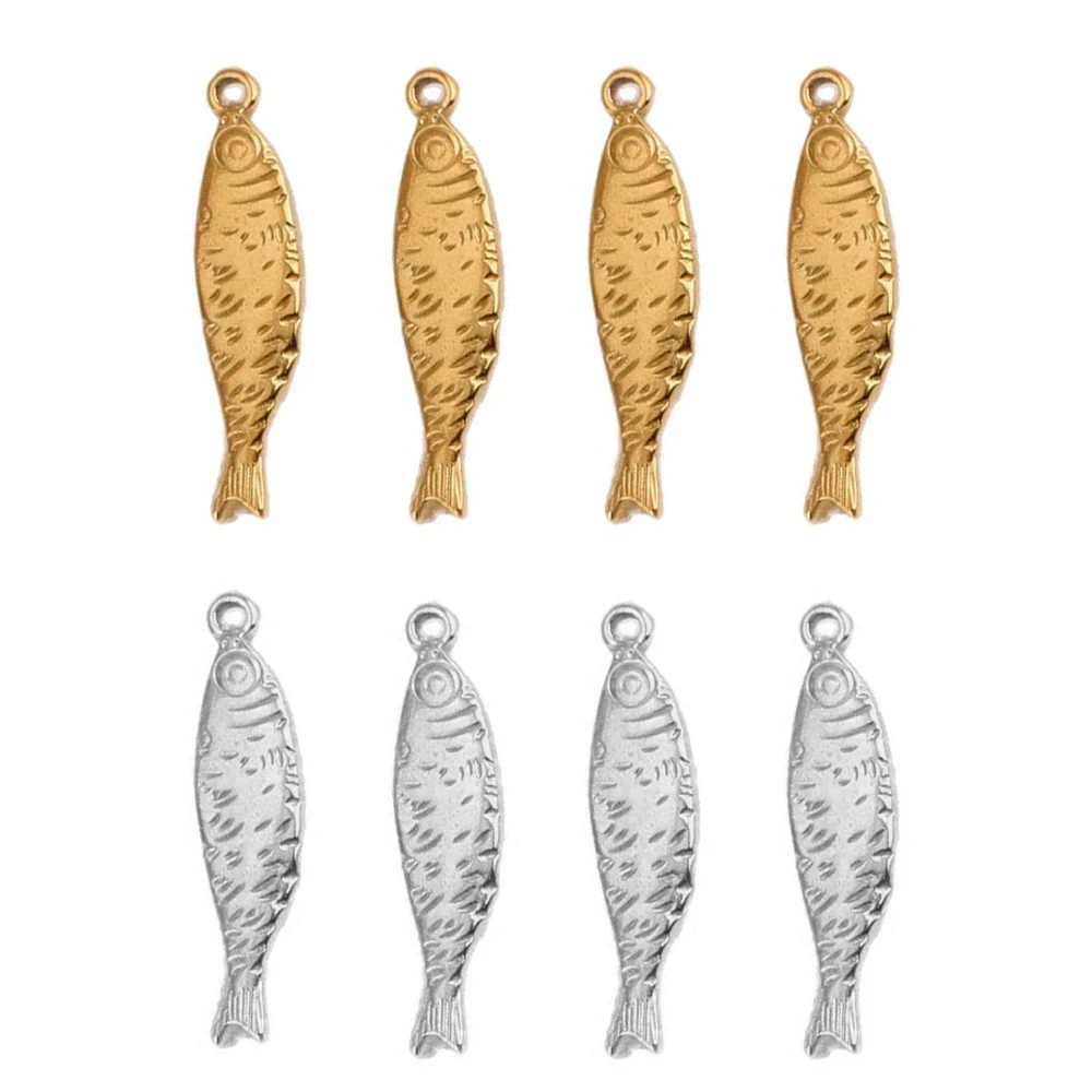 1/5 pçs de aço inoxidável peixe ouro oceano animal encantos bonito contas para diy pulseiras colar brinco pingentes jóias fazendo