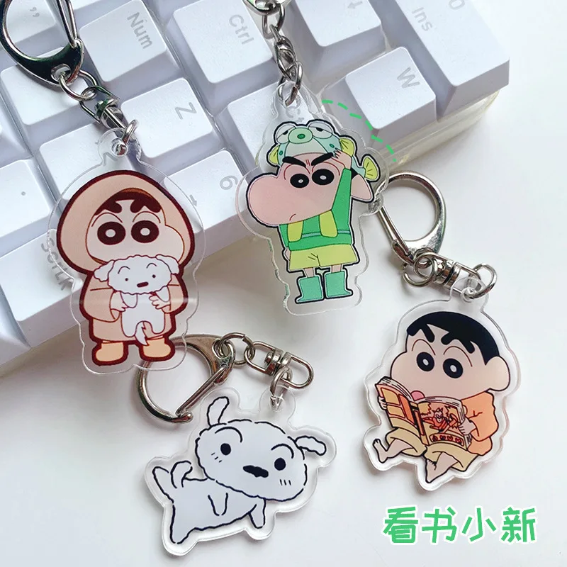 Cartoon Anime Crayon Shin Chan Acrylic Keychain Creative Cute Dress Up Shin Chan Pendant Couple Bag Pendant Family Gift Keychain