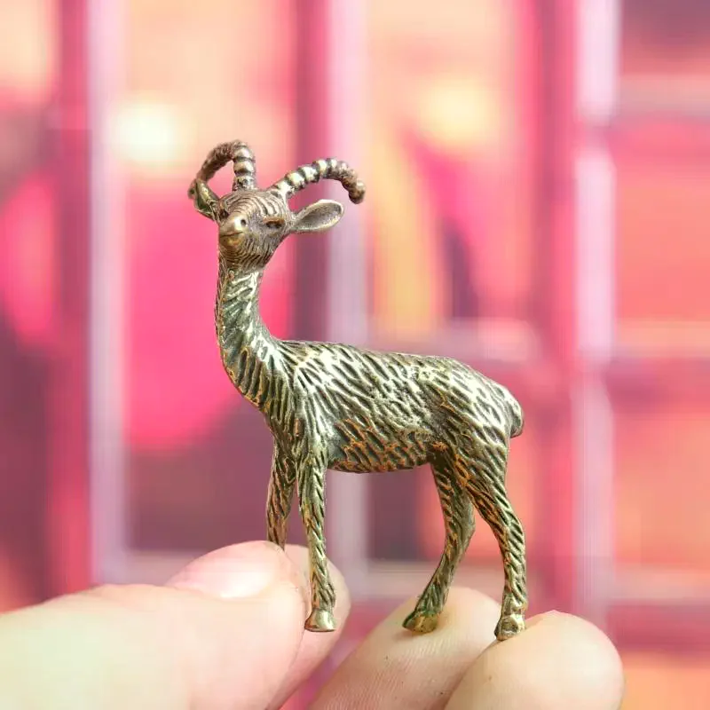 1 قطعة مكتب المنزل سطح المكتب الديكور النحاس الرجعية الماعز المعادن الإبداعية الحرف اليدوية زخرفة المنمنمات الشاي تماثيل الحيوانات الأليفة