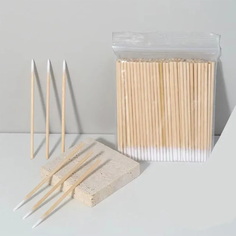 100-300 Pcs Disposable Ultra-small Cotton Swab Brush Lint Free Micro Wood Makeup Brushes Eyelash Extension Glue Removing Tools