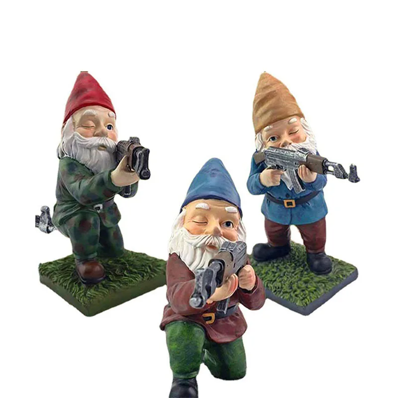 

Military Soldier Gnome Figurines Garden Gnomes with Guns Army Ornaments War Statues Yard Halloween Christmas Home Decor Gifts