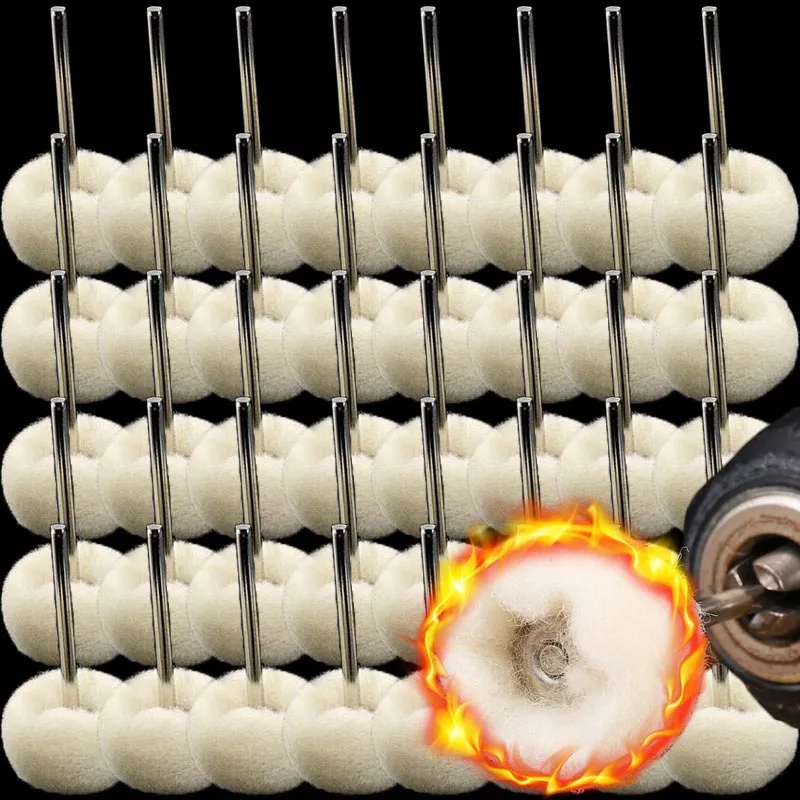 Wool Polishing Buffing Wheel for Dremel Rotary Tool Felt Polishing Padding Grinding Wheel Set with 3mm Universal Handle