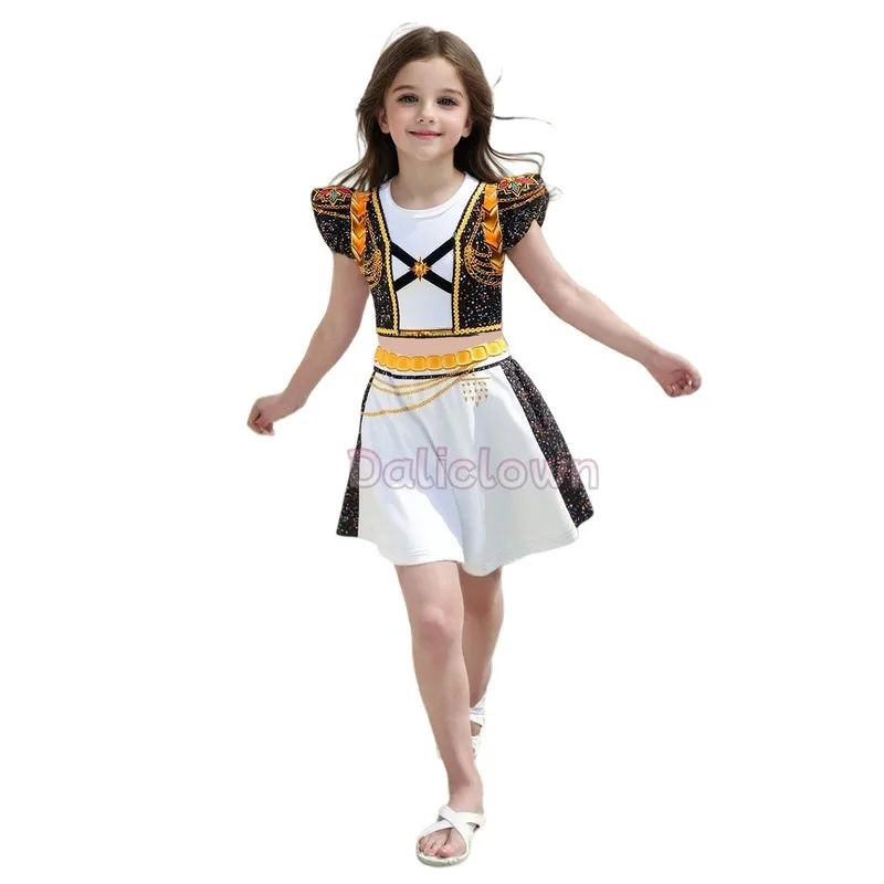 CyAnime KPOP Demon Hunters Cosplay Costume Kids Puff Sleeve Golden Rumi Zoey Mira Dress Birthday Party Halloween Outfit Girls