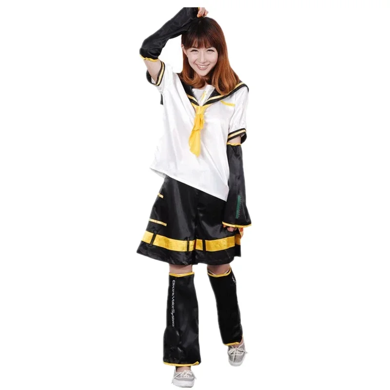 Anime Game Rin Len Adult Cosplay Costume Sister And Brother Halloween Party Uniform Outfit Top Pants Belt Sleeve Guard Set