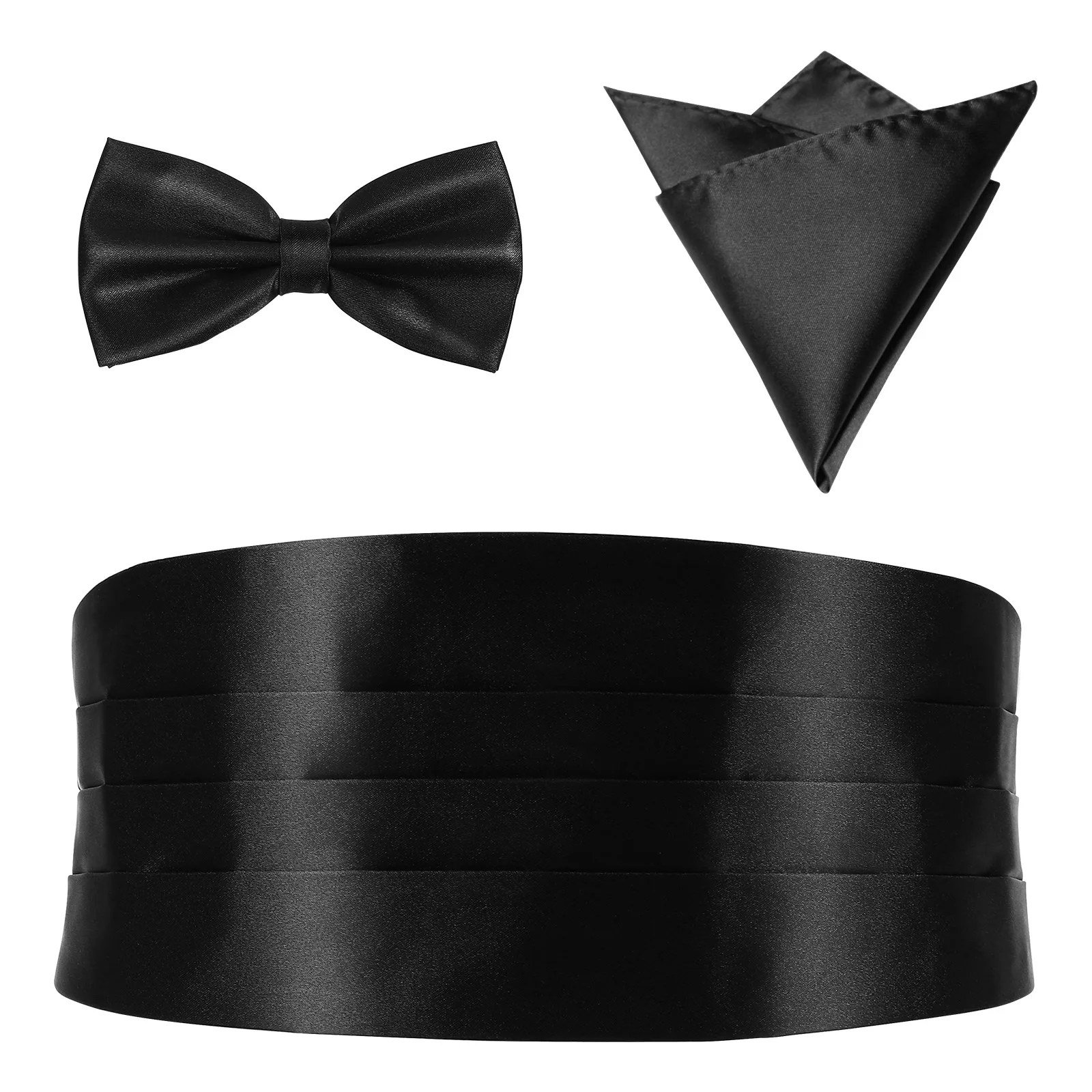 3pc Men Classic Bow Tie Cummerbund Handkerchief Set Business Necktie For Wedding Party Proms Bow Tie Pocket Squares Handkerchief