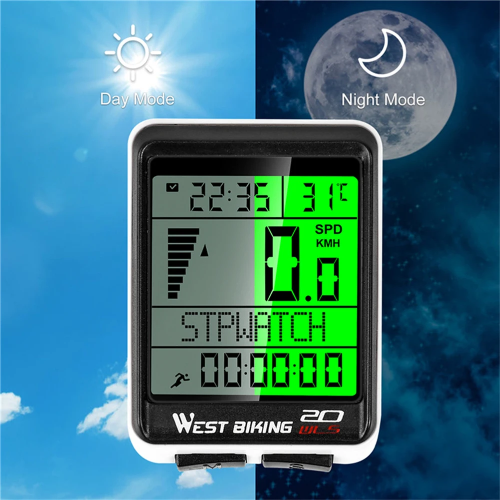 WEST BIKING Bicycle Computer Wireless Wired Waterproof Cycling Stopwatch MTB Bike Speedometer Odometer LED Backlight Stopwatch