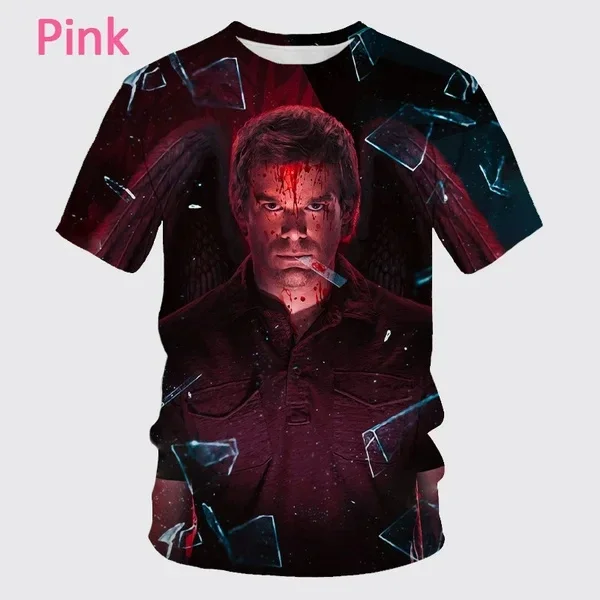 Men Fashion 3D Dexter Print O-Neck Short Sleeve Personality Hip-hop T Shirts Harajuku Tshirt Unisex Clothing