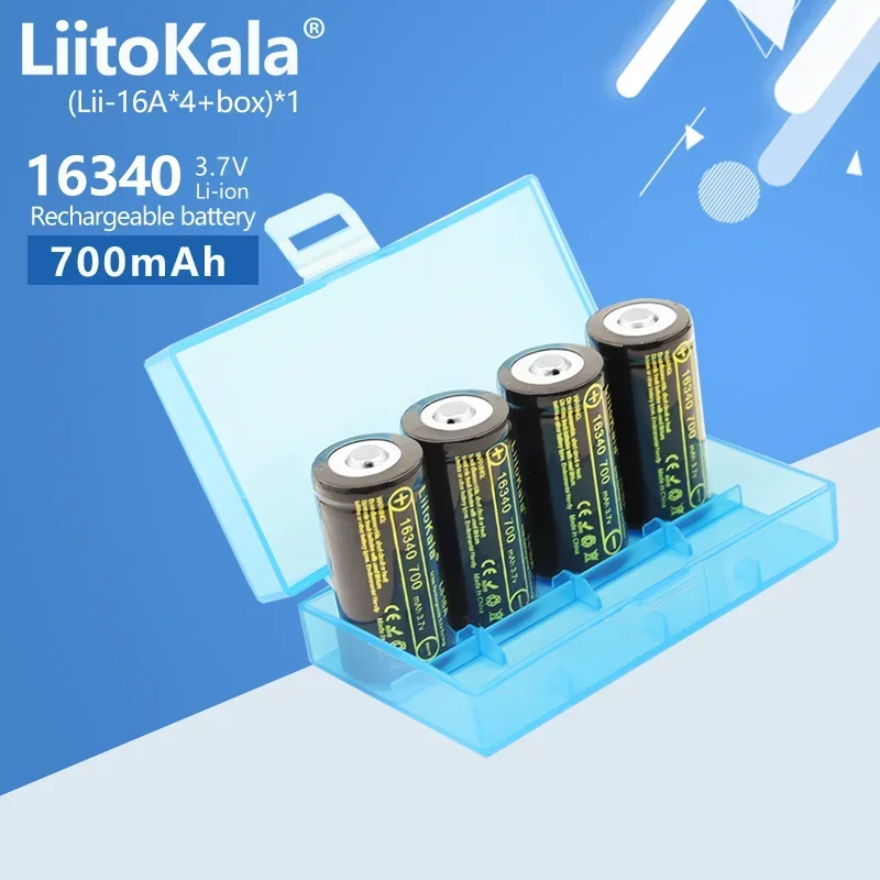 4-80pcsLiitoKala Lii-16A 3.7V 16340 700mAh CR123A بطاريات قابلة للشحن CR17345 CR123A شاحن بطارية لكاميرا Arlo اللاسلكية