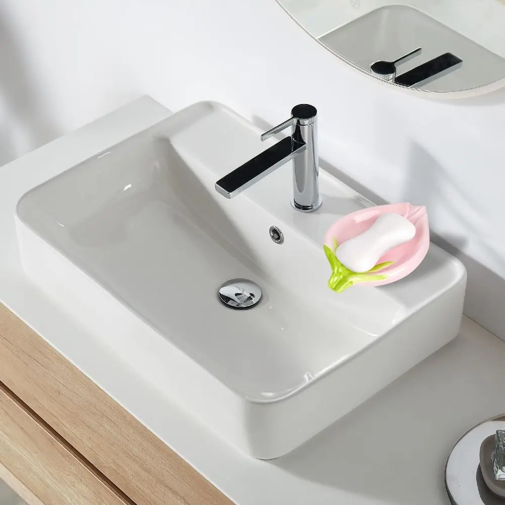 Leaf Shaped Design Rose Ceramic Soap Box Light Luxury Style Creative Shape Ceramic Soap Dish Household Article Non Perforated