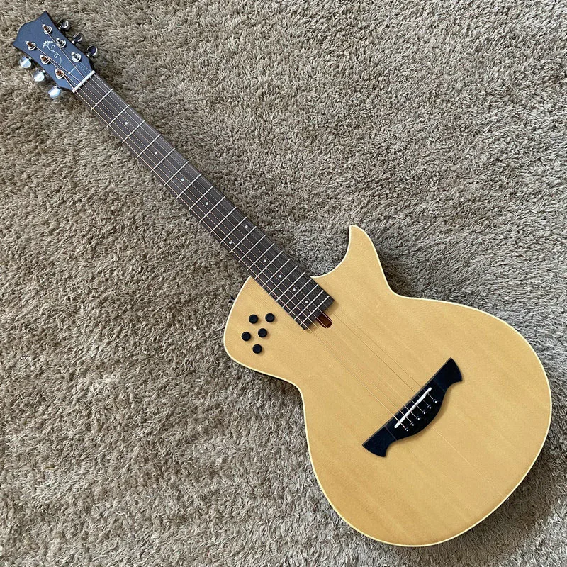 

Natural Spruce Top Solid Mahogany Body Mute Guitar Steel String Electric&Acoustic Guitar Authorised Produced