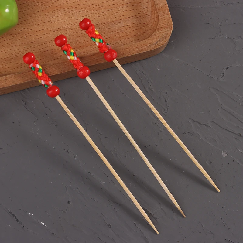 100Pcs/Pack Creative Fruit Fork Cocktail Stick Bamboo Skewers Candied Haws Stick Used For Buffet Wedding Food Decoration