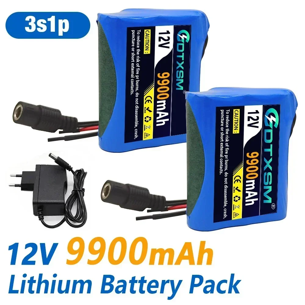 

100%New 18650 3S1P Protection Plate 12V 9.9Ah Battery Pack 12V 9900mAh Lithium ion DC 12.6V Super Rechargeable Battery + Charger
