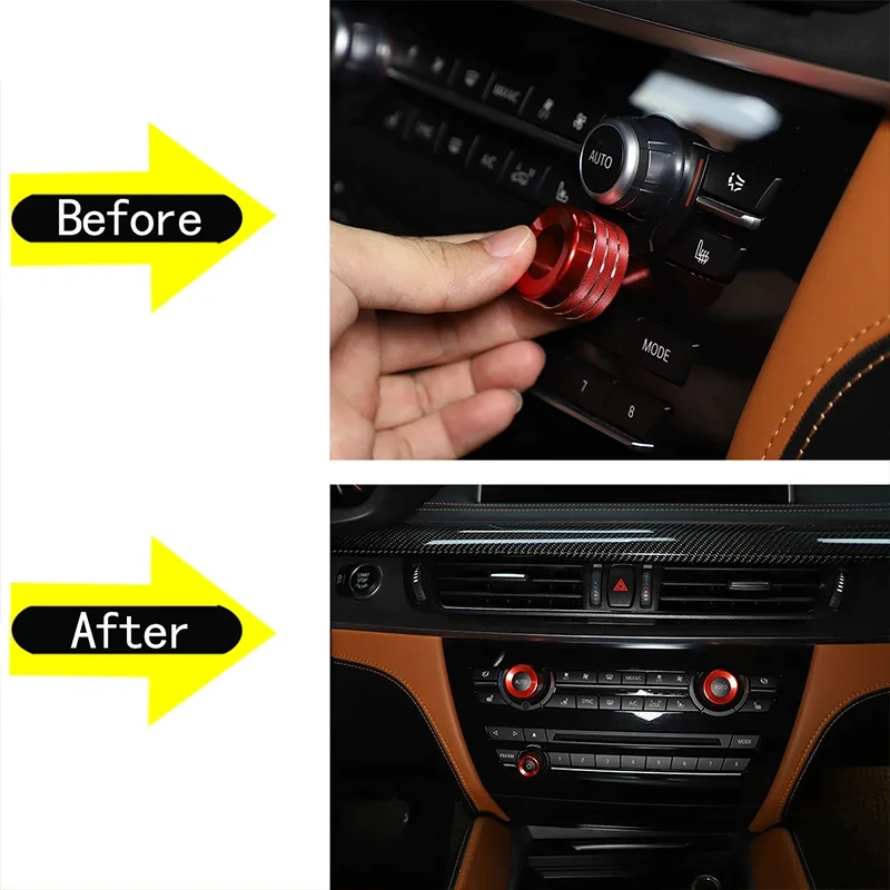 Aluminum Alloy Air Conditioner Knob Audio Volume Tune Button Trim Cover Knob Ring For BMW X5 X6 E70 E71 F15 F16 2014-2018