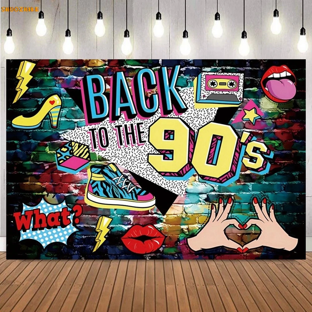 80's 90's Disco Music Theme Backdrop Hip Hop Birthday Party Decor Graffiti Neon Adult Baby Photo Photography Background Props