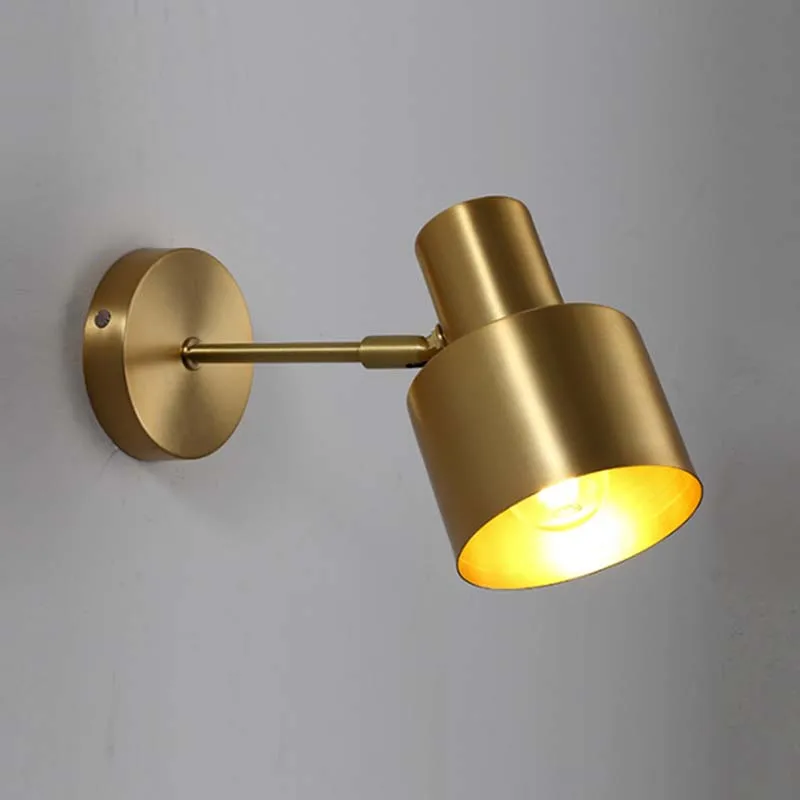 Japanese-Style Modern Nordic Mirror Headlight Brass Wall Lamp Bedside Bathroom Cloakroom Background Led Lighting