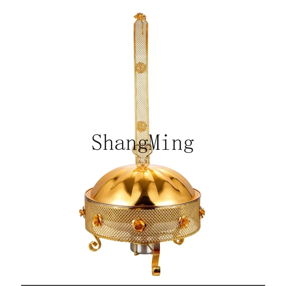 

DSA stainless steel luxury golden alcohol stove restaurant buffet stove hotel pumpkin weld flower stove