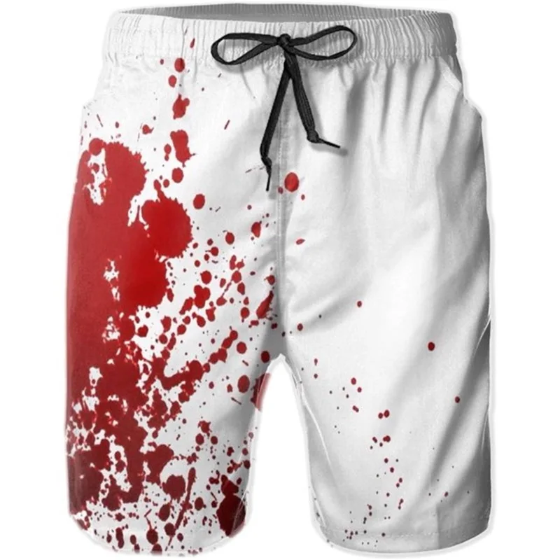 Men Summer Swimwear Beach Shorts Digital Print Blood Graphic Surf Board Shorts Men Swimming Trunks Quick Dry Beachwear