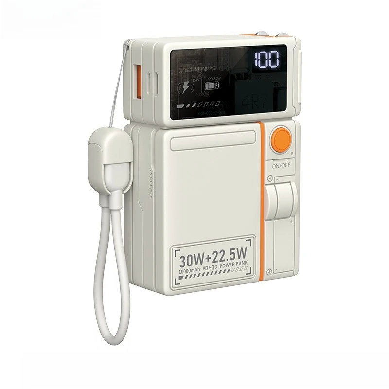 20000mAh Magnetic Wireless Power Bank with Plug Built-in Cable Fast Charging Power Bank 3C