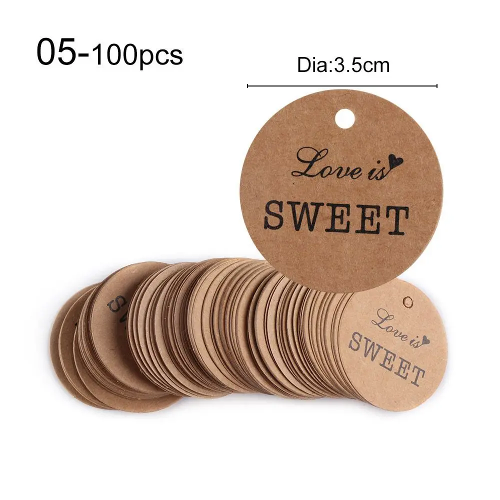 100PCS Party Kraft Paper Package Tag Cards Price Label Red Heart Gift Tags