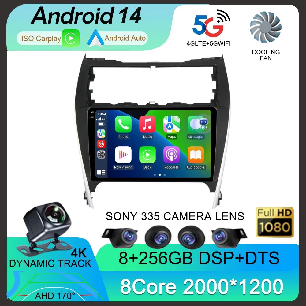 

Android 14 For Toyota Camry 7 XV 50 55 2012 2013 2014 - 2017 Multimedia Carplay Car Player Navigation Screen GPS Radio Video