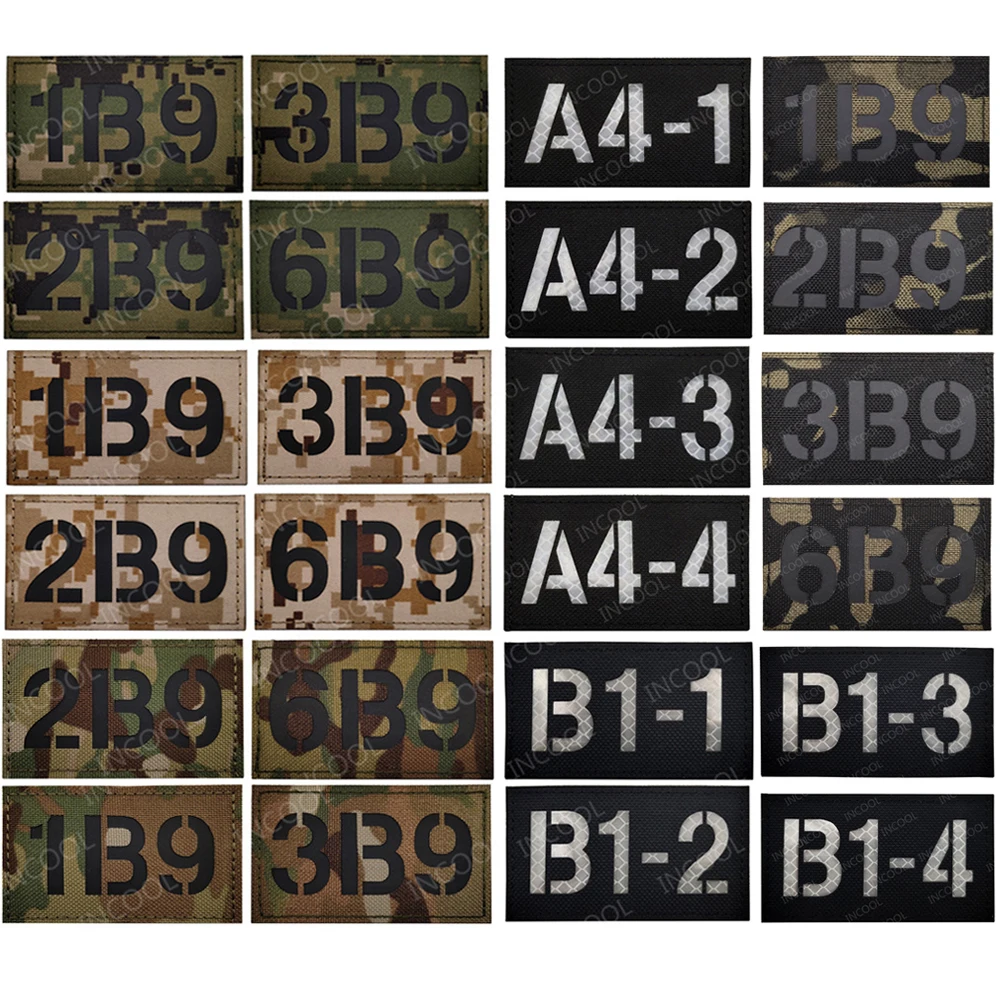 Call Sign Letter 1B9/2B9/3B9/6B9 IR Infrared Reflective Patch Chevron Strip Armband Shoulder Appliqued Patch For Clothing Bag