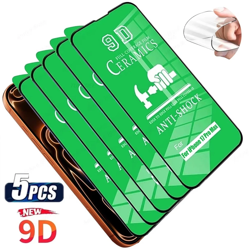 

9D Ceramic Screen Protector For iPhone 13 16 17 15 11 12 14 Pro Max Air 12 Mini XR XS X 6 7 8 14 15 16 Plus SE Protective Film