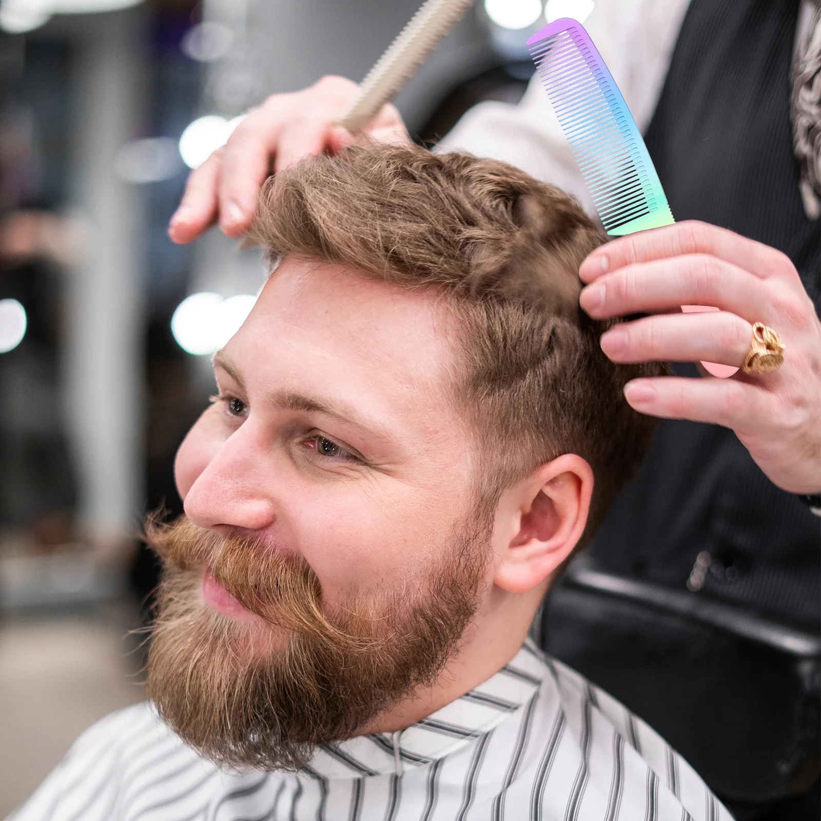 

2pcs Resin Scale Hair Comb Fine Tooth Detangling Tool For Smooth Hairstyle Salon Barbershop Use Hair Styling Accessory