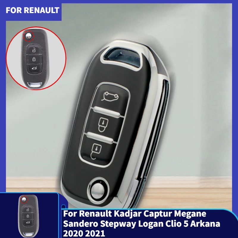 Voor Renault Kadjar Captur Megane Sandero Stepway Logan Clio 5 Arkana 2020 2021 Tpu Auto Flip Sleutel Case Cover Key Protector