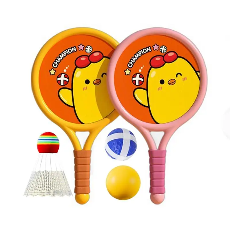 

Kids Badminton Rackets Set Chicken Pattern Badminton Toys Set Double Racket Parent-Child Interactive Sports Toy For Boys Kids