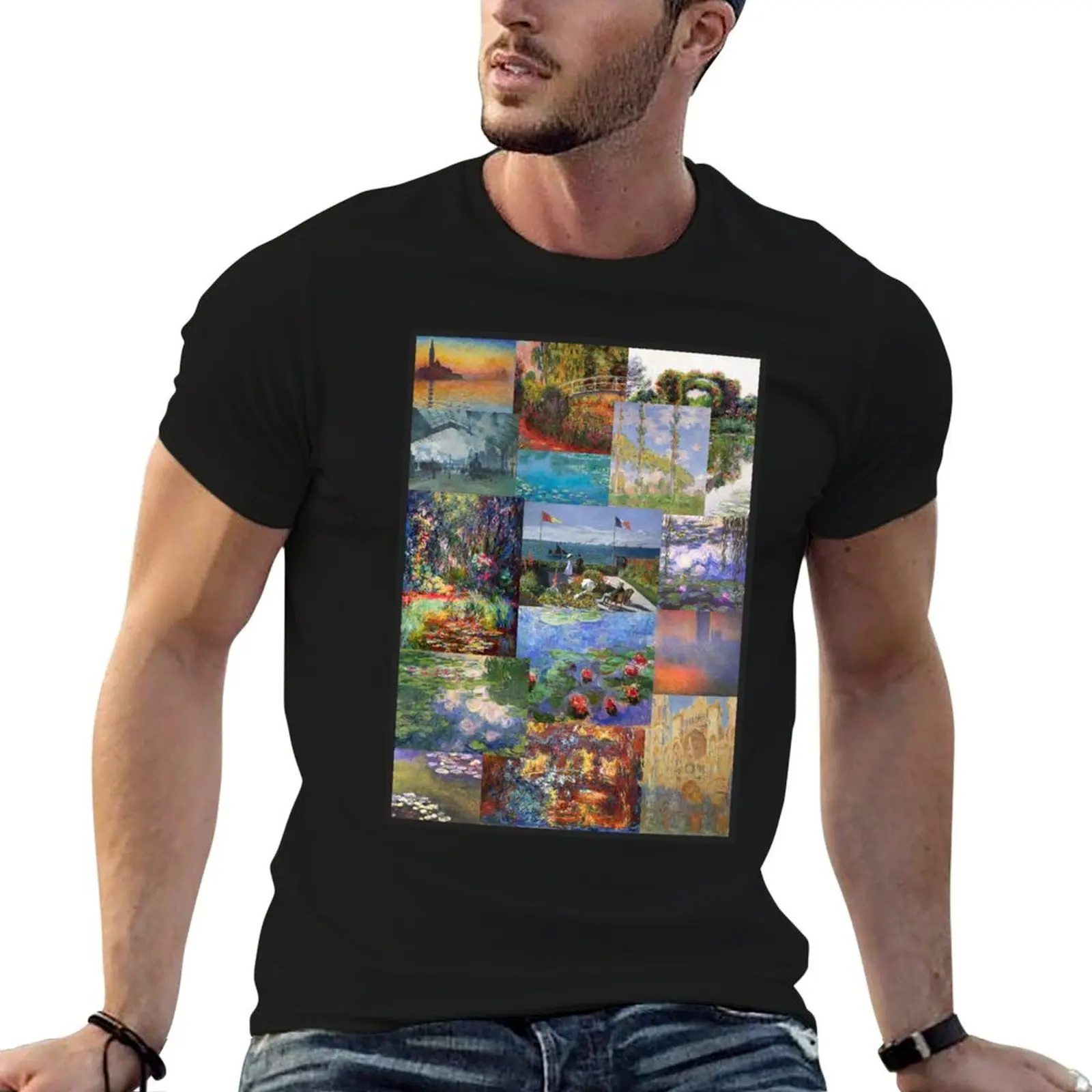 Claude Monet Art Collage T-Shirt graphic t shirt vintage plus size tops oversized mens cotton t shirts