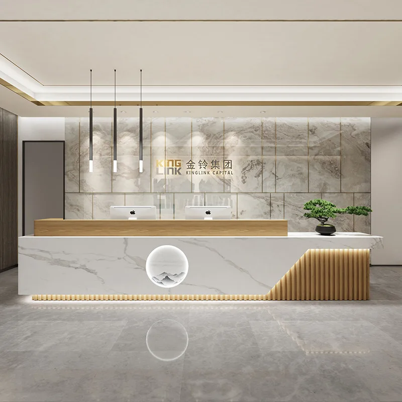 

Light Luxury Reception Desks Simple Natural Wood Reception Desks Chinese-style Office Furniture Reception Et Table YSJDT
