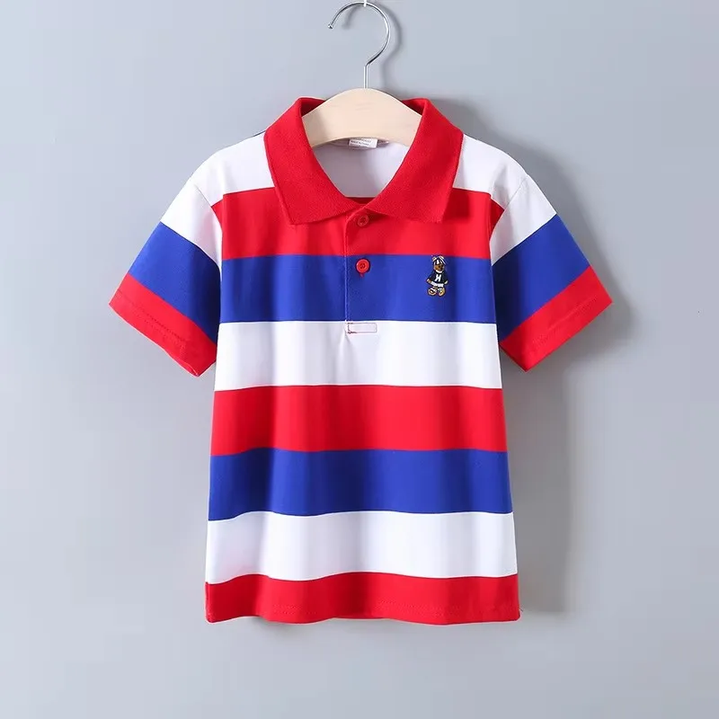 Fashion Stripe Design Baby Boy Clothes New Summer T Shirt Fashion Kids Casual Short Sleeve POLO Shirts for 2-14 Year