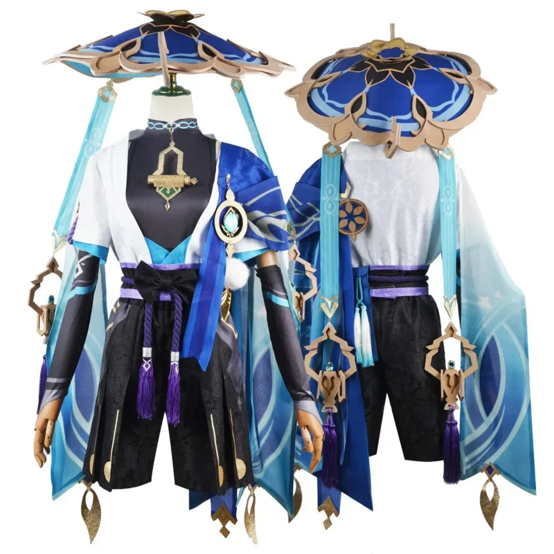 Genshin Impact planchers amouche Cosplay Costume pour hommes et femmes, jeu d'anime, chapeau, perruque, Halloween