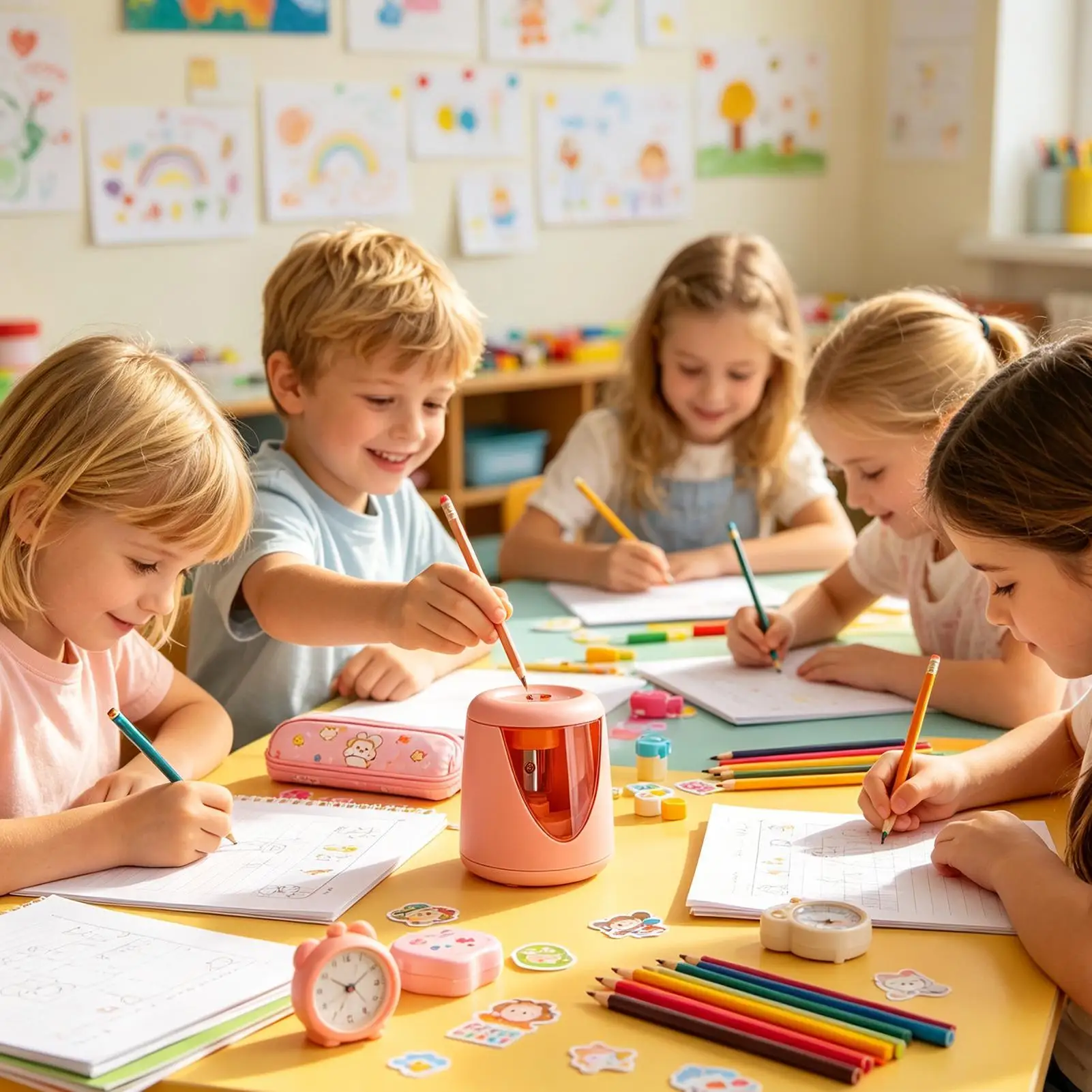 Electric Pencil Sharpeners For Home Heavy-Duty High-Capacity Low Noise Safe Classroom Desk Pencil Sharpener Machine For School