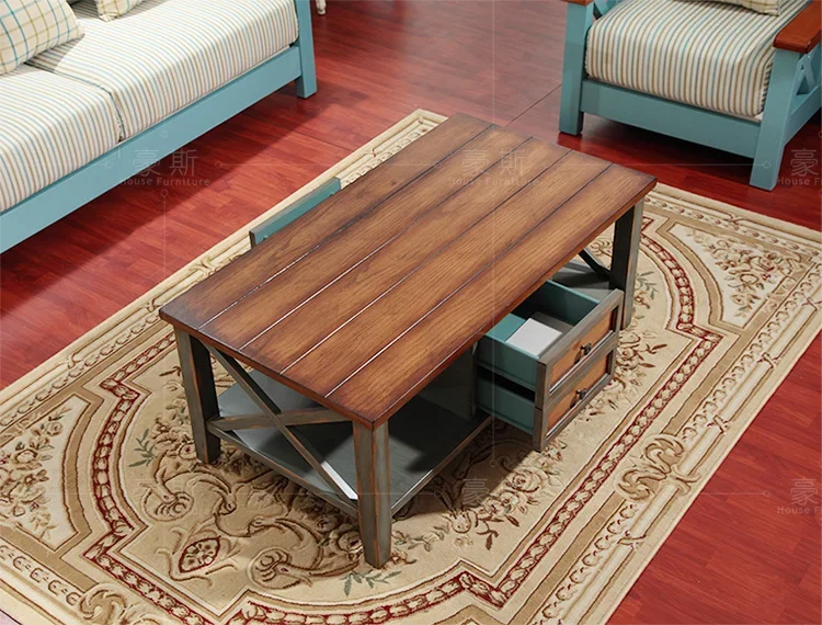 

Living Room Coffee Table Distressed Antique Reproduction Furniture Small Apartment Tea Making Table American Niche Coffee Table