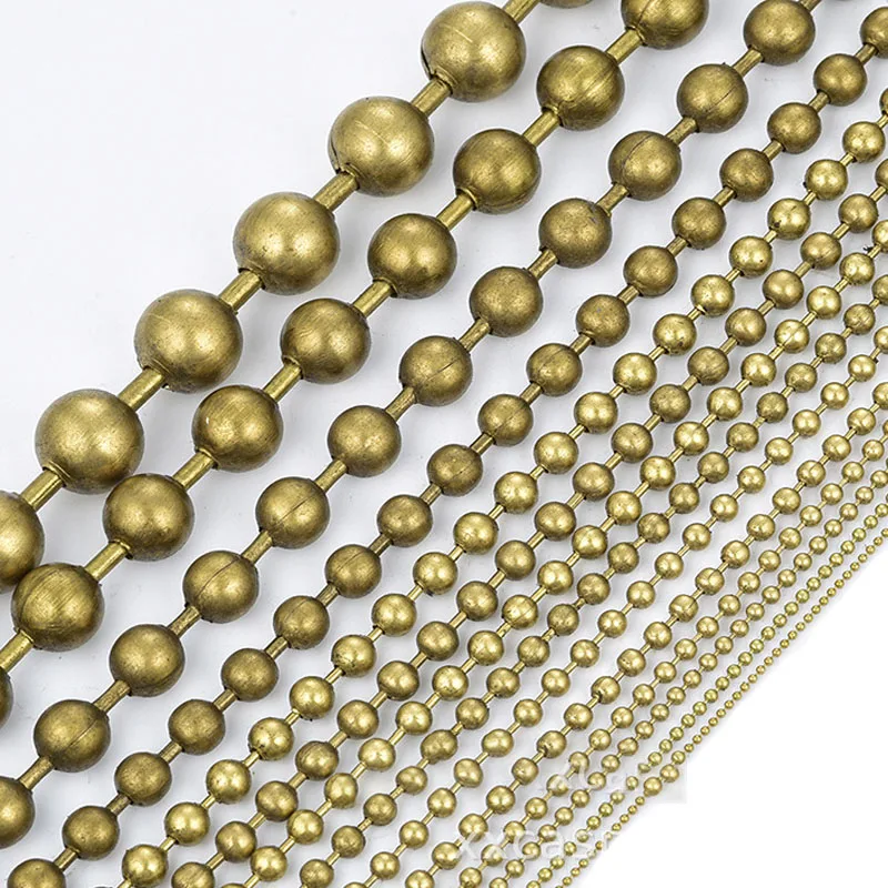 5-1 Meter 1.2 2.4 3 4 10mm Brass Ball Chain Bead Chain Bulk Necklace Chain Connector For Jewelry Making Supplies DIY Accessories
