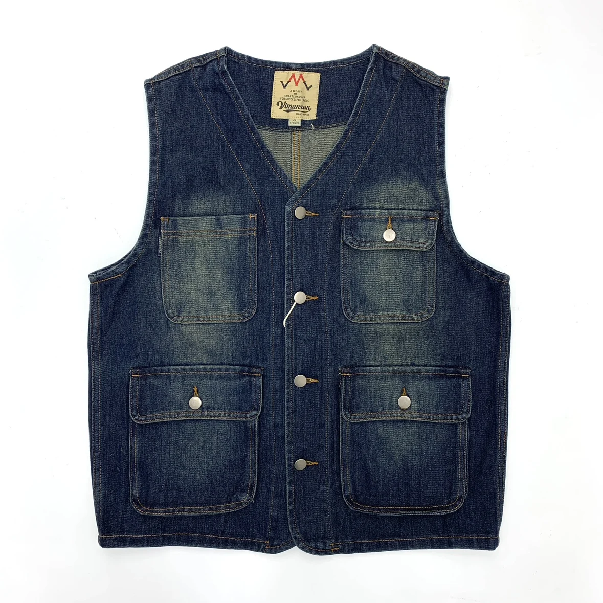 

American Vintage Casual Denim Vest for Men 100% Cotton Washed Multi Pockets Workwear Fishing Outdoor Tank Coats 2024 Summer